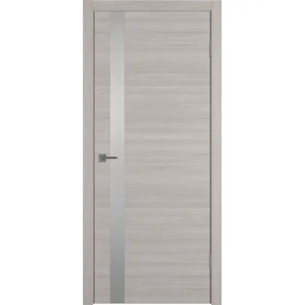 Дверь межкомнатная Канзас остекленная ПВХ ламинация цвет дуб европейский серый 60x200 см (с замком и петлями)