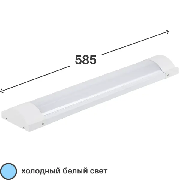Светильник линейный светодиодный Gauss WLF-4 585 мм 18 Вт холодный белый свет патрон e27 с клеммной колодкой пластик 50 200 6000 эра б0043677
