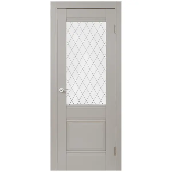 Дверь межкомнатная остеклённая с замком и петлями в комплекте Классико-43 60x200 см HardFlex цвет серый