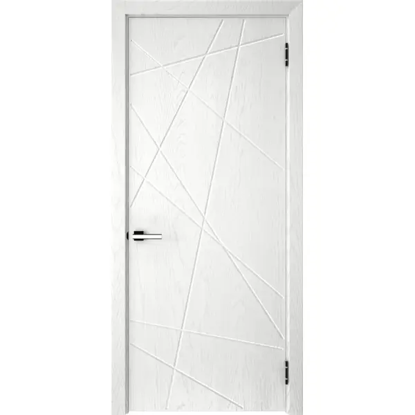 Дверь межкомнатная глухая с замком и петлями в комплекте Графика 1 90x200 см ПВХ цвет белый