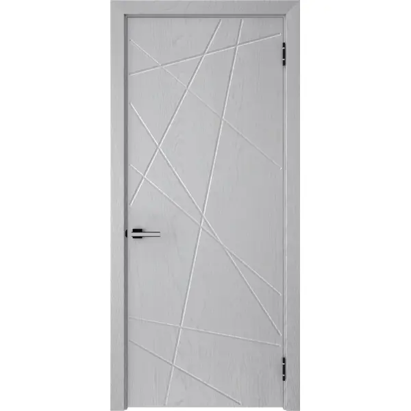 Дверь межкомнатная глухая с замком и петлями в комплекте Графика 1 70x200 см ПВХ цвет серый essence верхнее покрытие с объемным гелем 3d