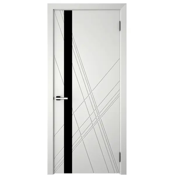 Дверь межкомнатная остекленная с замком и петлями в комплекте Графика Х 80x200 см эмаль цвет белый