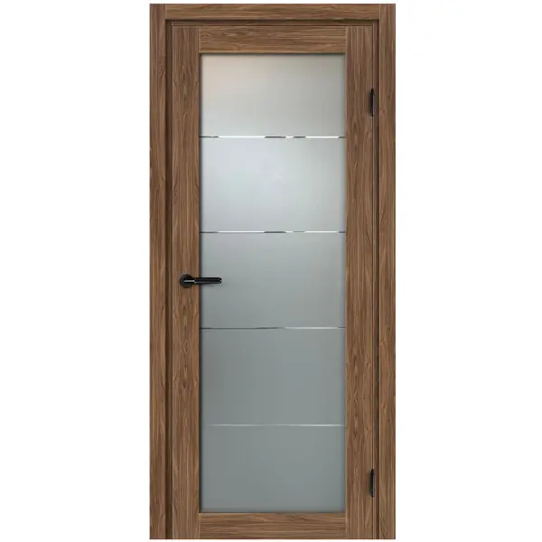 Дверь межкомнатная остекленная с замком и петлями в комплекте Толедо Орех Галант 60x200 см CPL цвет коричневый
