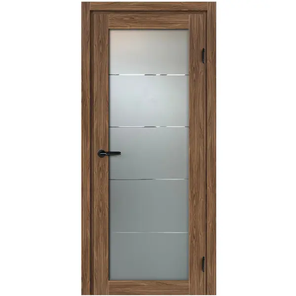 Дверь межкомнатная остекленная с замком и петлями в комплекте Толедо Орех Галант 80x200 см CPL цвет коричневый