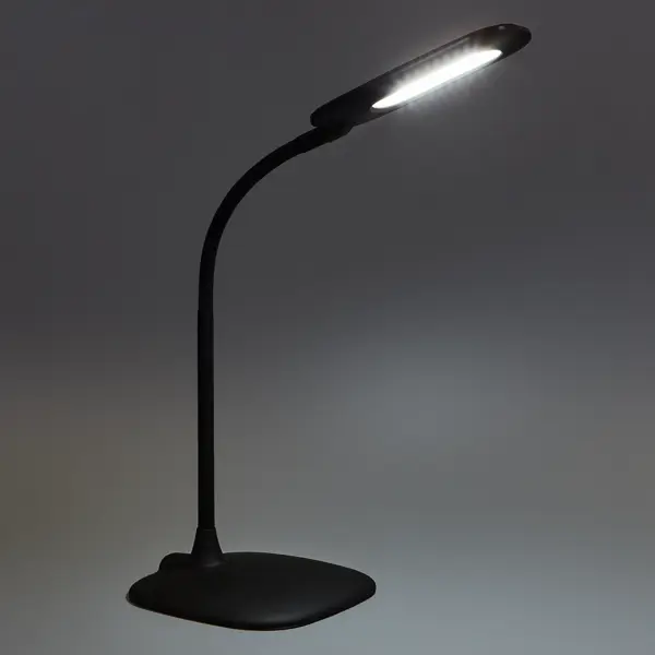 Настольная лампа светодиодная Inspire Mei холодный белый свет цвет черный лампа для чтения 1 led от батарейки 6500k белый
