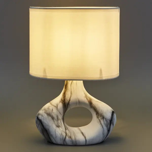 фото Настольная лампа rexant «форте» с кольцом цвет белый мрамор
