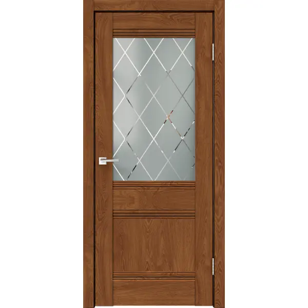 Дверь межкомнатная остекленная без замка и петель в комплекте Тоскана 60x200 см финиш-бумага цвет дуб тернер коричневый