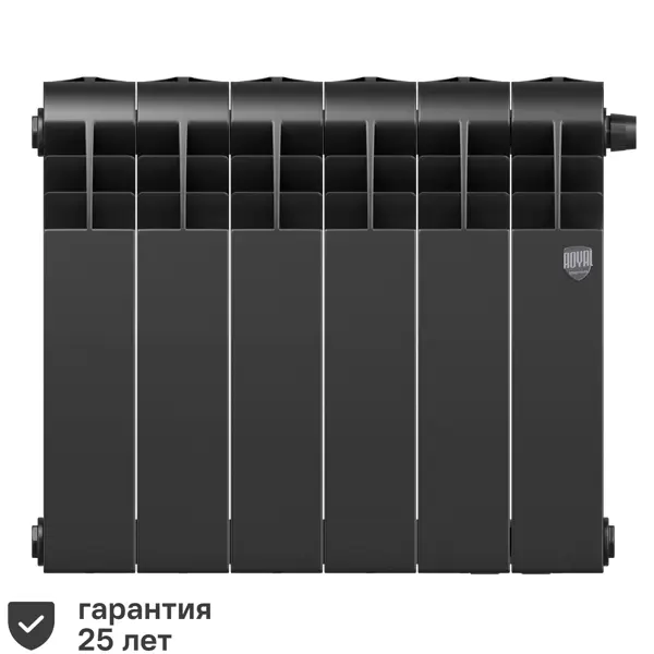Радиатор Royal Thermo Biliner 350/87 биметалл 6 секций нижнее правое подключение цвет черный