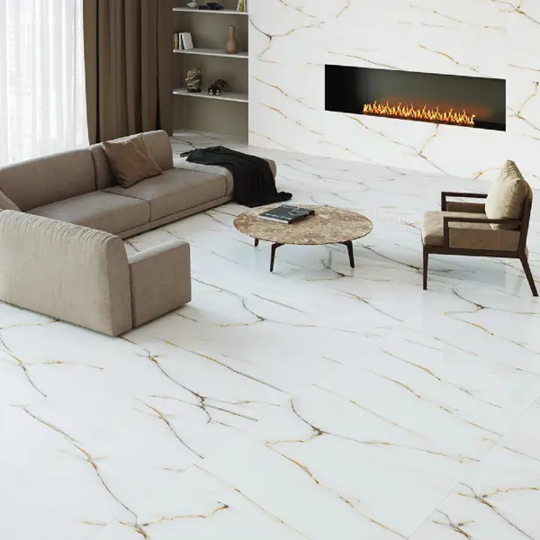 Керамогранит California 60x120 см 1.44 м² полированный цвет белый поднос 30x20 см с ручками мрамор прямоугольный белый золотистый marble