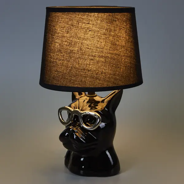 Настольная лампа Rexant Бульдог цвет черный термокружка пластик 0 38 л daniks французский бульдог колба пластик yycf001 32