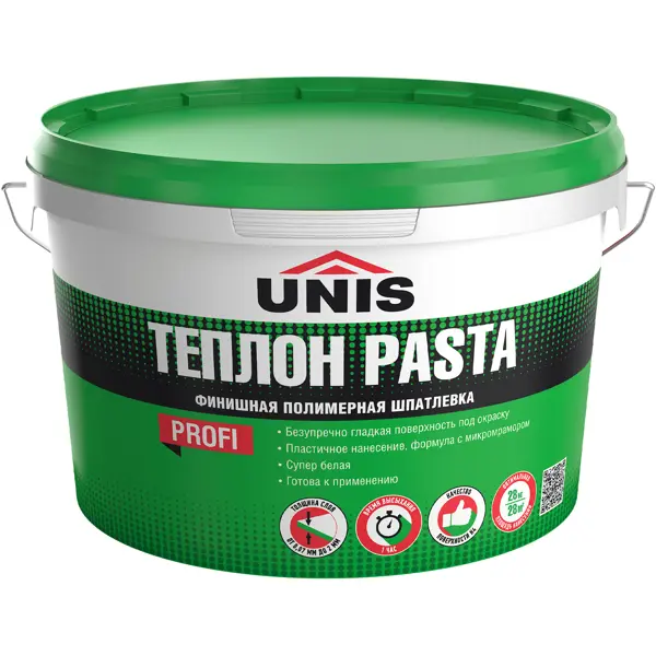 Шпатлевка полимерная финишная Unis Теплон Pasta 28 кг шпатлевка полимерная суперфинишная влагостойкая rocks pasta wr 1 3 кг