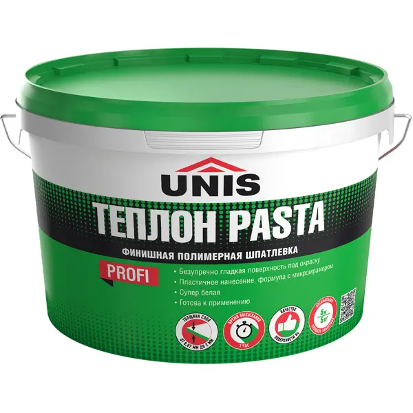 Шпатлевка полимерная финишная Unis Теплон Pasta 5 кг штукатурка гипсовая unis теплон белый 30 кг