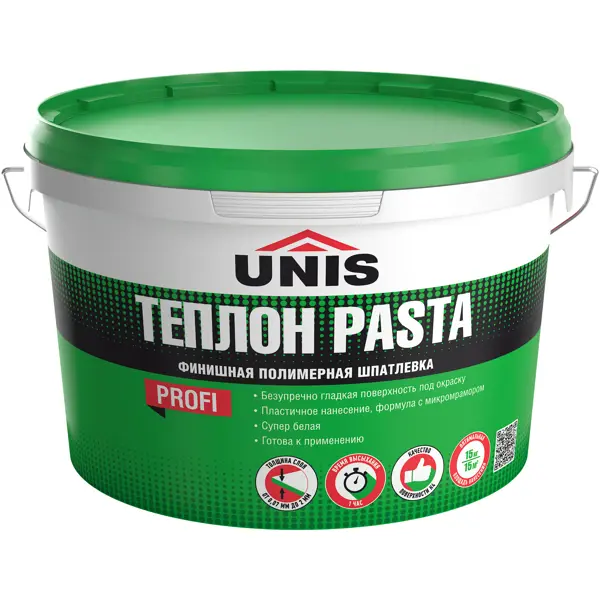 Шпатлевка полимерная финишная Unis Теплон Pasta 15 кг шпатлевка полимерная суперфинишная rocks pasta 15 кг