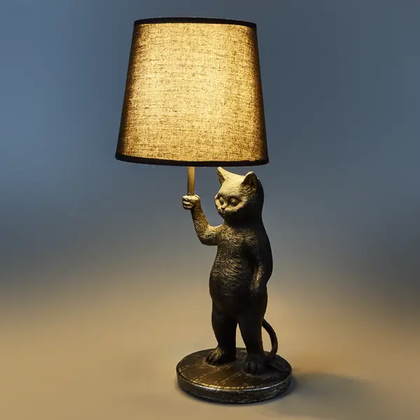 фото Настольная лампа rexant кот с зонтом цвет черный