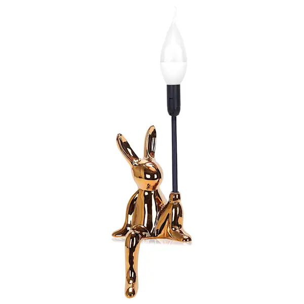 фото Настольная лампа декоративная моби заяц под лампу цвет золото rexant
