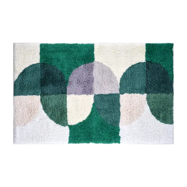 фото Коврик для ванной verran twist 072-10, 50x80 см цвет зеленый бежевый геометрия