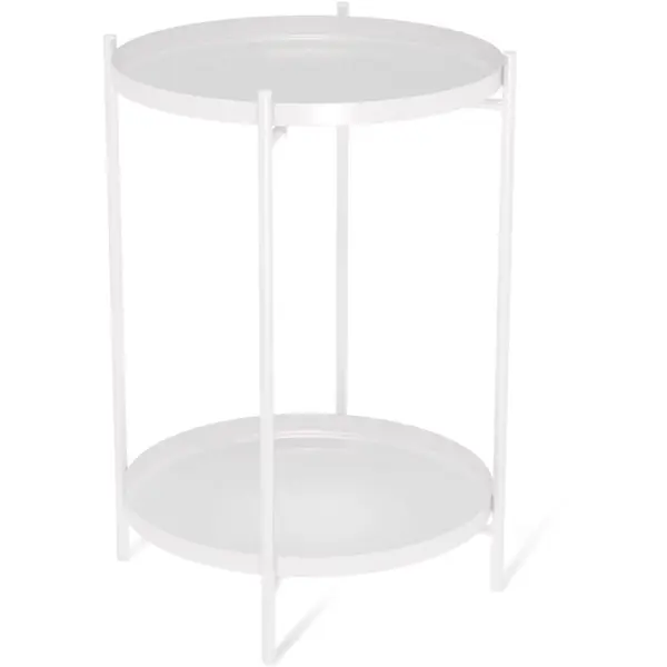 Столик кофейный Walle с двумя подносами круглый 38x38x52 см белый столик lumien galant ltg 102 мобильный с двумя поверхностями до 10 кг
