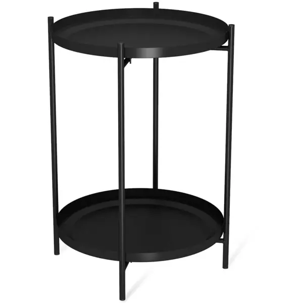 Столик кофейный Walle с двумя подносами круглый 38x38x52 см черный столик lumien galant ltg 102 мобильный с двумя поверхностями до 10 кг