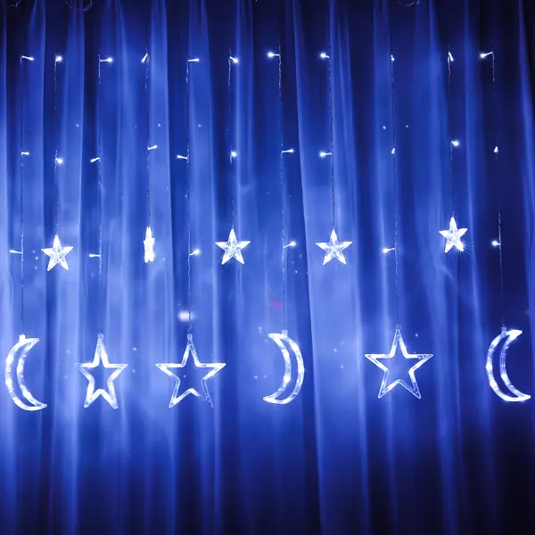 Электрогирлянда Auralight Лунное небо 3x1 м 120 ламп холодный белый цвет света 8 режимов работы музыкальный ночник проектор звёздное небо звуковые и световые эффекты