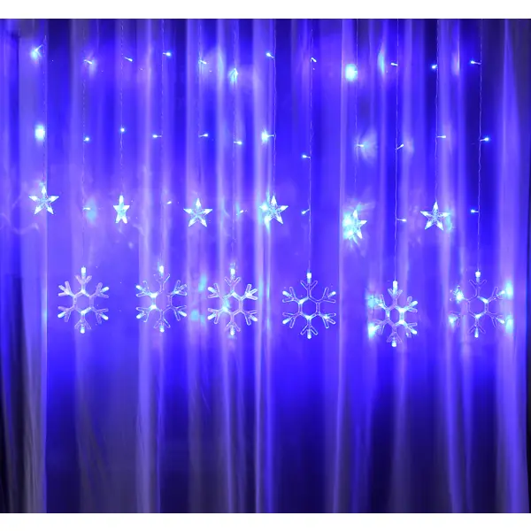 Электрогирлянда Auralight Снежинки в ночи 3x1 м 120 ламп синий цвет света 8 режимов работы брелок em marin proximity для системы управления доступом синий 5 шт