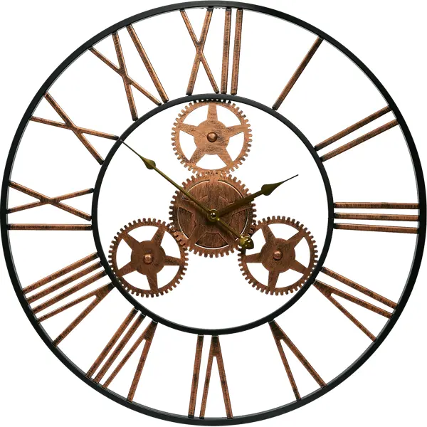 Часы настенные Dream River Шестеренки GH60189 круглые металл цвет золотой бесшумные ø58