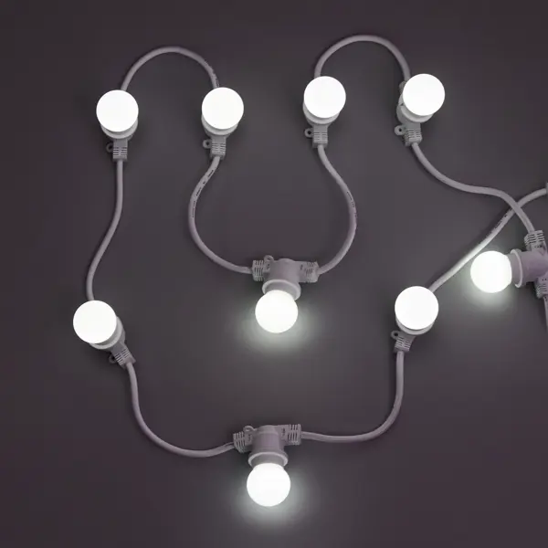 Гирлянда белт-лайт из лампочек Navigator электрическая 220 В 10 м под 40 ламп Е27 цвет белый, лампы не входят в комплект заглушка для белт лайт neon night