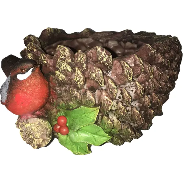 Фигура садовая Шишка с птичкой камень 14x25x20 см цвет коричневый фигура с кашпо девушка лежа бронза 1 7 л 42х36см