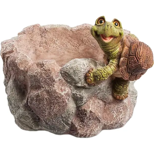 Фигура садовая Камень с черепашкой камень 18x24x21 см цвет коричневый фигура с кашпо девушка лежа бронза 1 7 л 42х36см