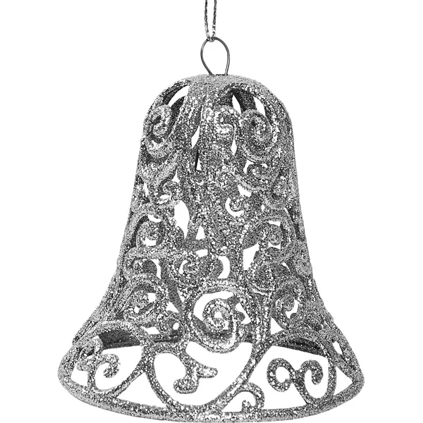 Новогоднее украшение Колокольчик ажурный 9x8 см цвет серебро