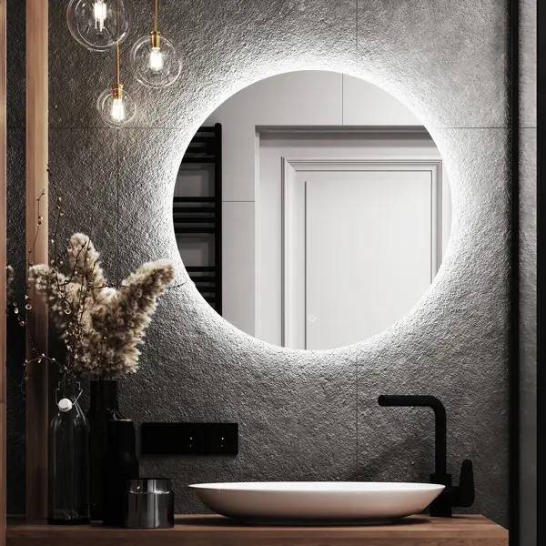 Зеркало для ванной Mirox NGE Веста SD59 с LED-подсветкой 60 см круглое цвет белый зеркало для ванной omega glass веста sd63 с подсветкой 60 см круглое
