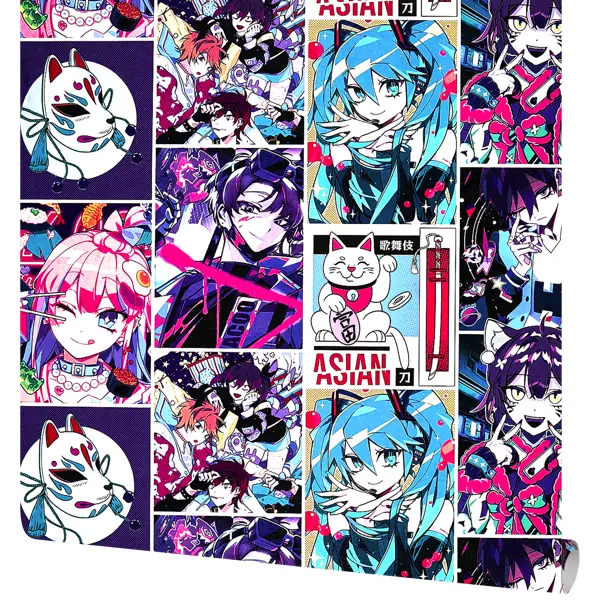 Обои флизелиновые Ateliero Anime фиолетовые AT88191-10 личный дневник со стикерами anime