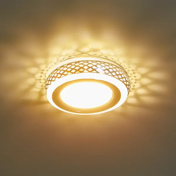 фото Светильник встраиваемый круглый gauss backlight bl085 с led-подсветкой под отверстие 60 мм, 1.5 м², цвет хром/белый