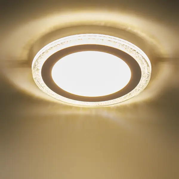 Светильник точечный встраиваемый LED Gauss BL318 LED-подсветка 12+4 Вт 1200 Лм теплый белый свет круг под отверстие 160 мм серьги этника очный круг белый в чернёном серебре