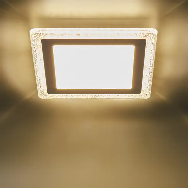 фото Светильник точечный встраиваемый led gauss bl324 led-подсветка 12+4 вт 1200 лм теплый белый свет квадрат под отверстие 160 мм