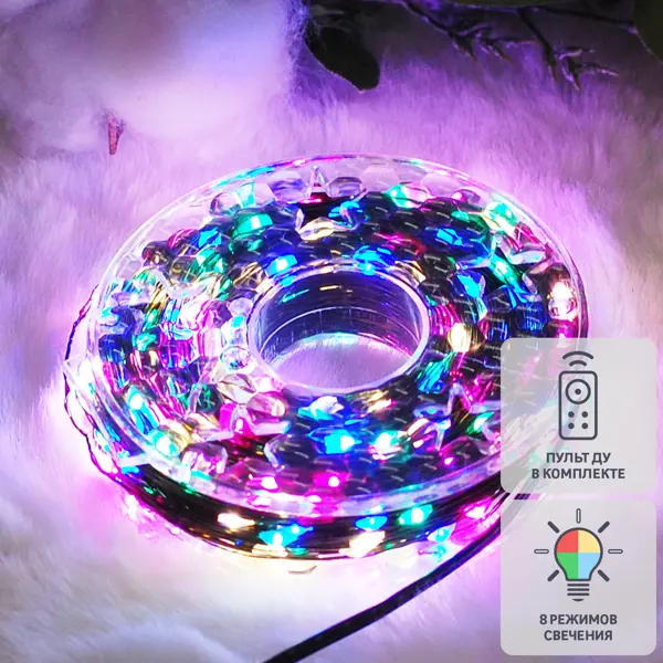 фото Гирлянда светодиодная электрическая роса 50 м разноцветный свет 8 режимов работы 500 без бренда