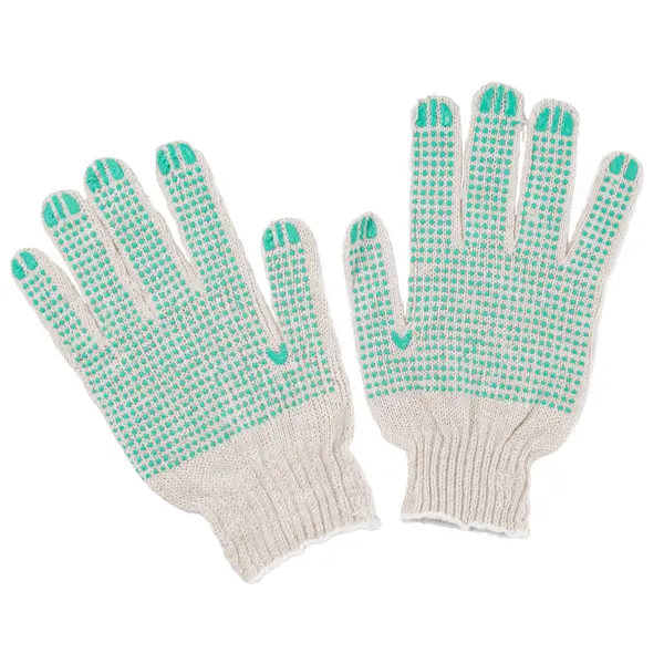 Перчатки хлопчатобумажные с ПВХ И-8049-И/ЗЕЛ размер единый перчатки для сборочных работ ампаро