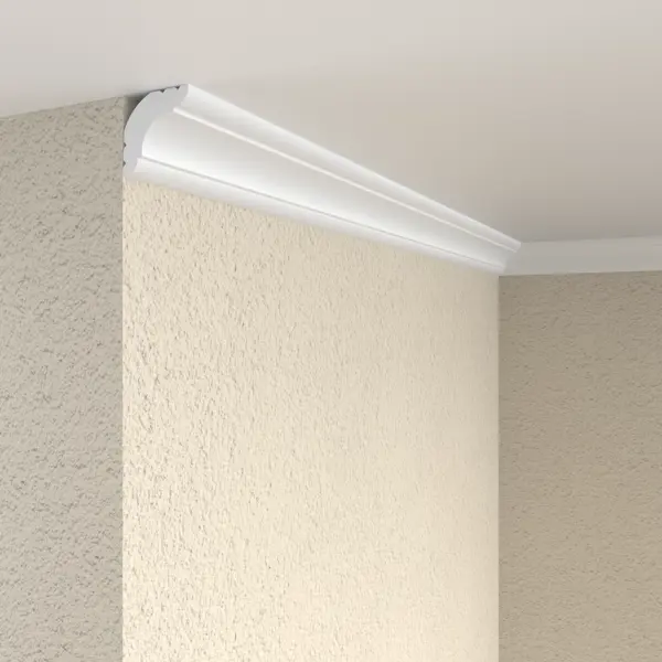 Плинтус потолочный полистирол для натяжного потолка Format 03001E белый 21x21x2000 мм