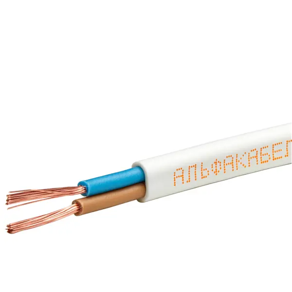 Провод Альфакабель ШВВП 2x0.5 мм 50 м ГОСТ цвет белый шнур сетевой с выключателем для бра 1 5 м шввп 2 х 0 5 мм2 белый