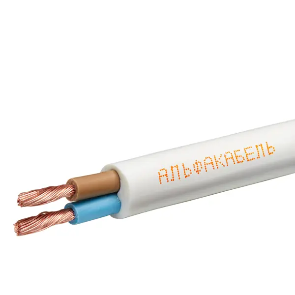 Провод Альфакабель ПВС 2x2.5 мм 5 м ГОСТ цвет белый провод с разъемом для приборов kus 5 проводов jys0371