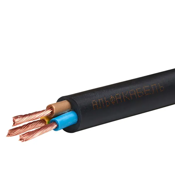 Провод Альфакабель ПВС 3x2.5 мм 50 м ГОСТ цвет черный муфта для монтажа герметичного ввода греющего кабеля climatiq fitting 3 4 1