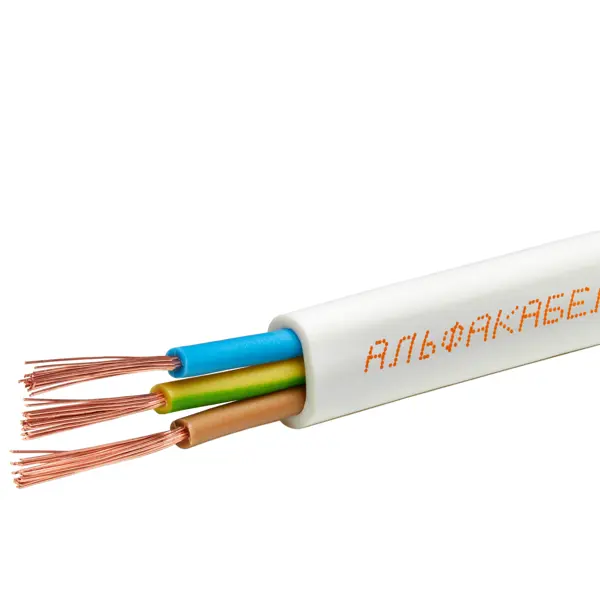 Провод Альфакабель ШВВП 3х0,75 на отрез ГОСТ цвет белый шнур сетевой с выключателем для бра 1 5 м шввп 2 х 0 5 мм2 белый