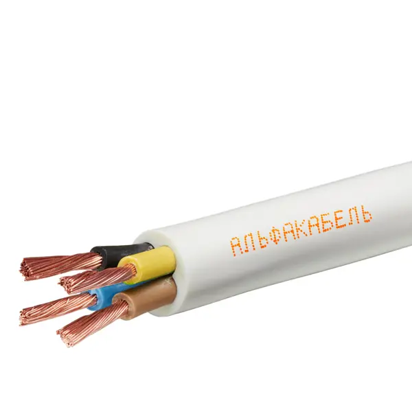 Провод Альфакабель ПВС 4x1.5 мм 20 м ГОСТ цвет белый провод с разъемом для приборов kus 5 проводов jys0371