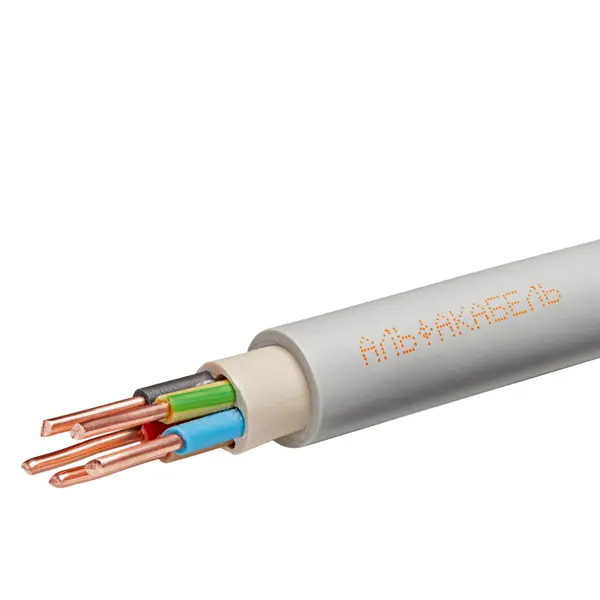 Кабель Альфакабель NYM 5x2.5 мм на отрез ГОСТ цвет серый кабель маркер для провода сечением 2 5мм stekker