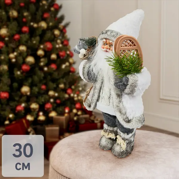Фигура декоративная Санта в белом 30см фигура декоративная серый гном h42 см