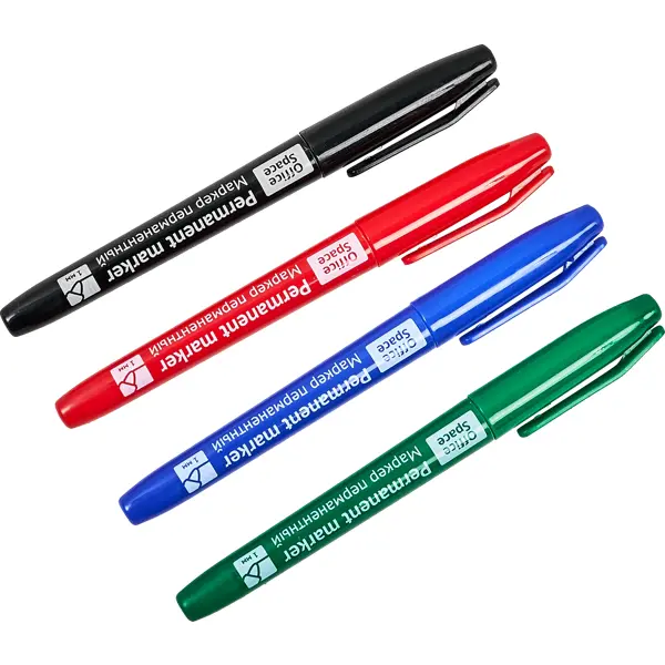 Набор маркеров перманентных Office Space HL4_69357 1 мм, 4 шт. набор для рисования derwent color collection 24 пр цв карандаши граф карандаши в метал кор