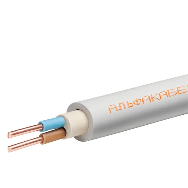 Кабель Альфакабель NYM 2x6 мм на отрез ГОСТ цвет серый кабель маркер для провода сечением 2 5мм stekker