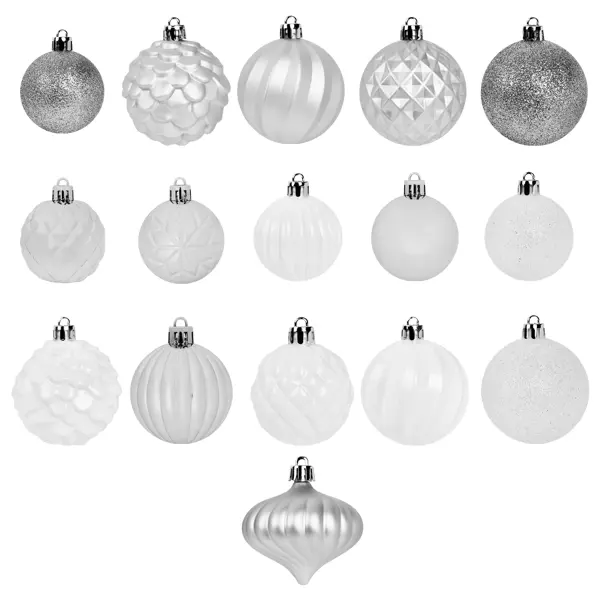 Набор новогодних шаров Christmas ø5-6 см цвет белый 25 шт. украшение из шаров золото белый
