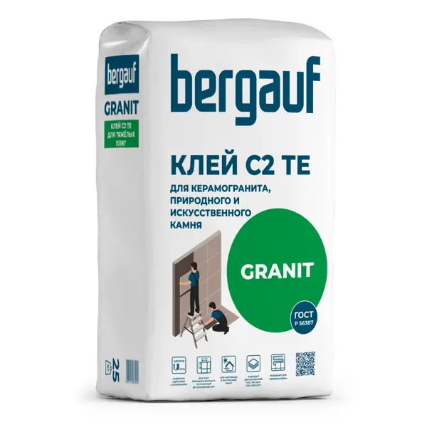 Клей для керамогранита Bergauf Granit 25 кг клей для искусственного камня раффия 60 мл