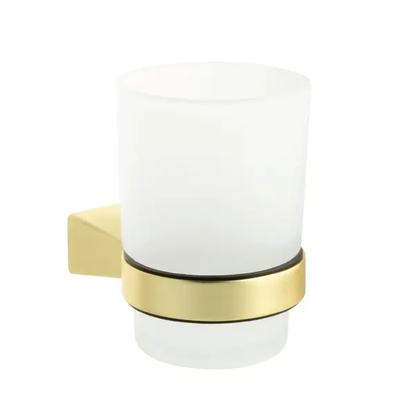 Стакан для зубных щёток Fixsen Trend Gold FX-99006, подвесной, стекло/сталь, цвет золотой держатель для туалетной бумаги fixsen trend gold fx 99010b без крышки золотой