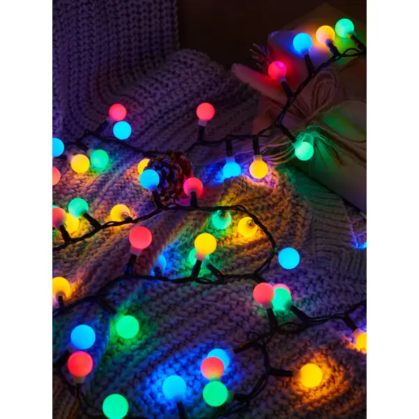 фото Гирлянда светодиодная грозди электрическая 13 м разноцветный свет 8 режимов цвет прозрачный без бренда